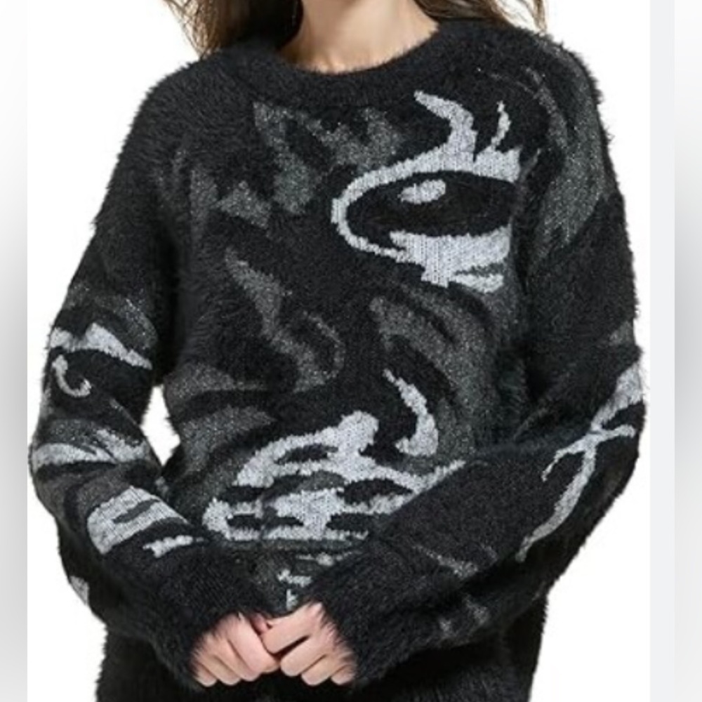 DKNY smoke grey balloon long sleeved sweater
